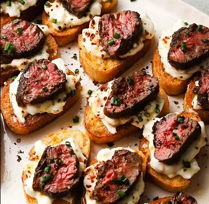 Smoked Beef Tenderloin Crostini