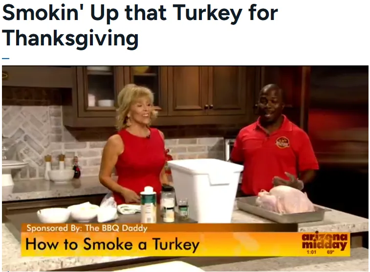 Chef Terry Matthews smoking a Thanksgiving turkey on Arizona Midday (12 News)