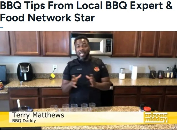 Chef Terry Matthews demonstrating BBQ spice tips on Arizona Midday