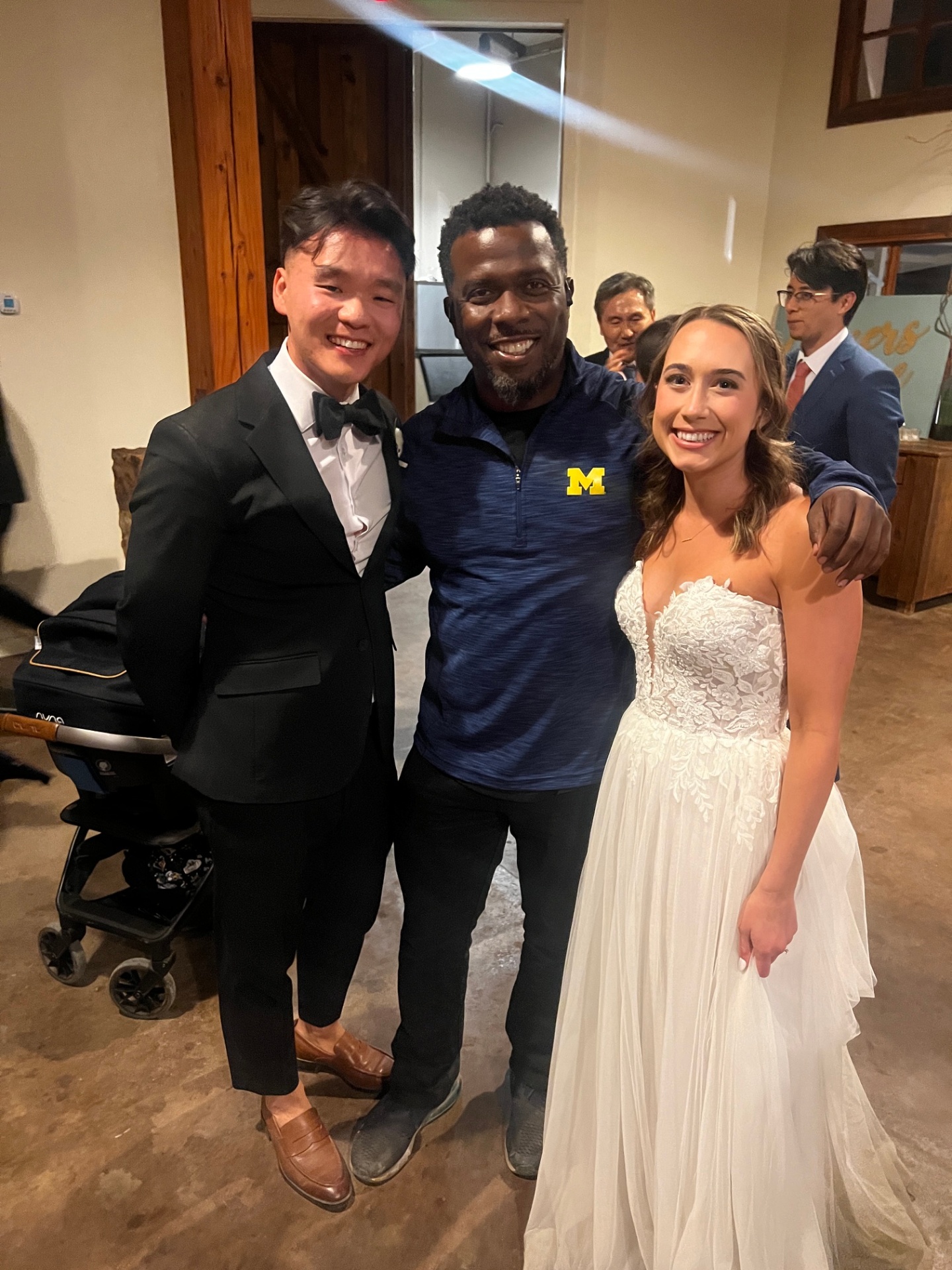 Chef Terry with bride and groom after San Diego wedding dinner