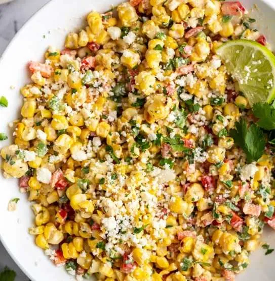 Warm Mexican street corn salad