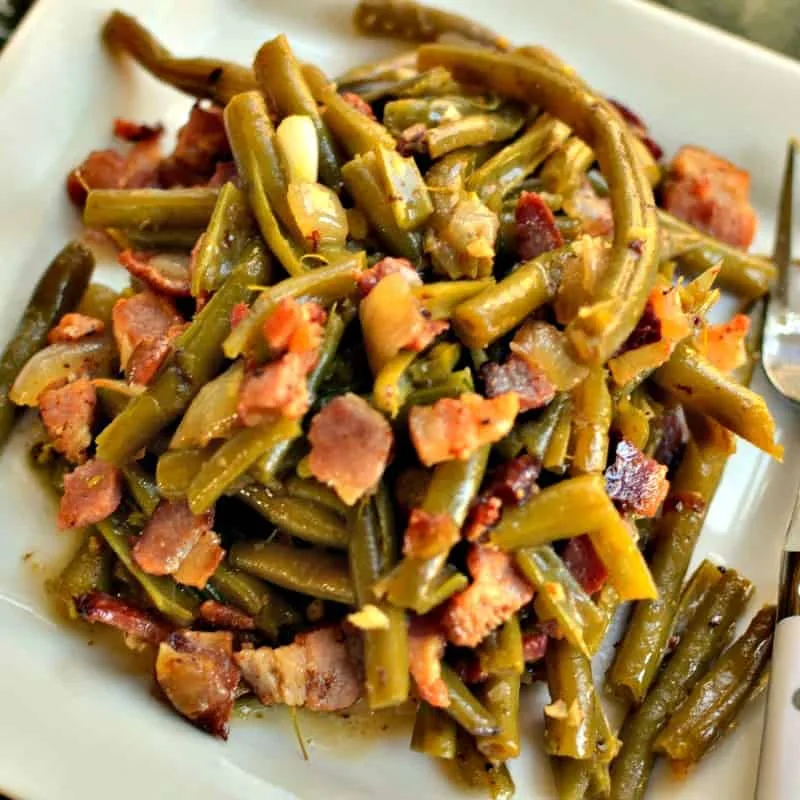 Southern style green beans with onions and bell peppers