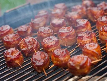 Bacon wrapped BBQ Italian meatballs