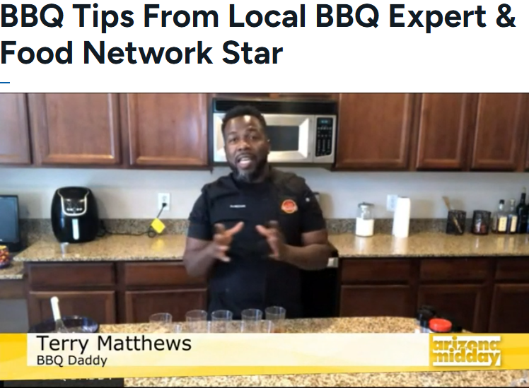 Chef Terry Matthews demonstrating BBQ spice tips on Arizona Midday