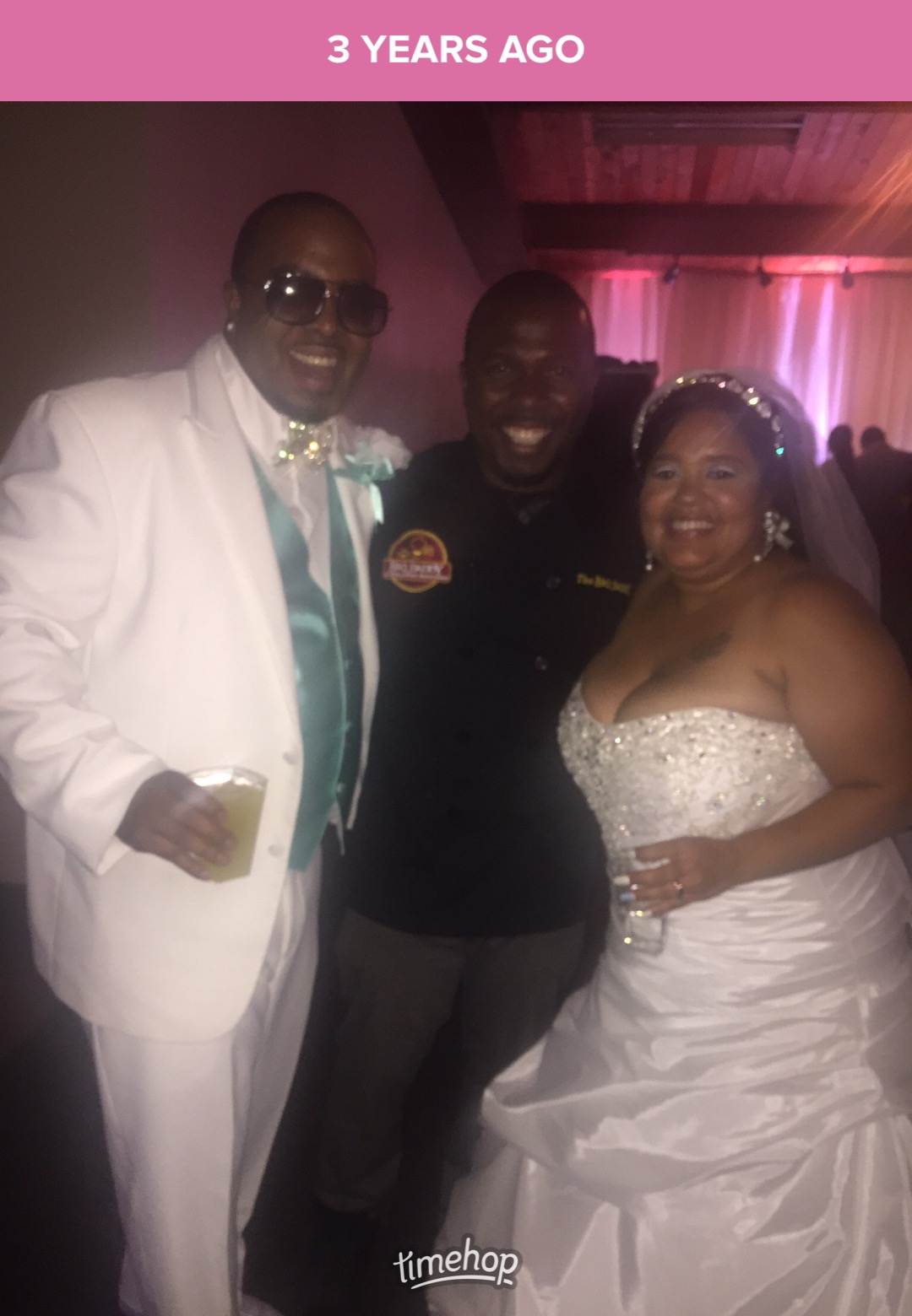 Chef Terry with bride and groom at Phoenix wedding reception