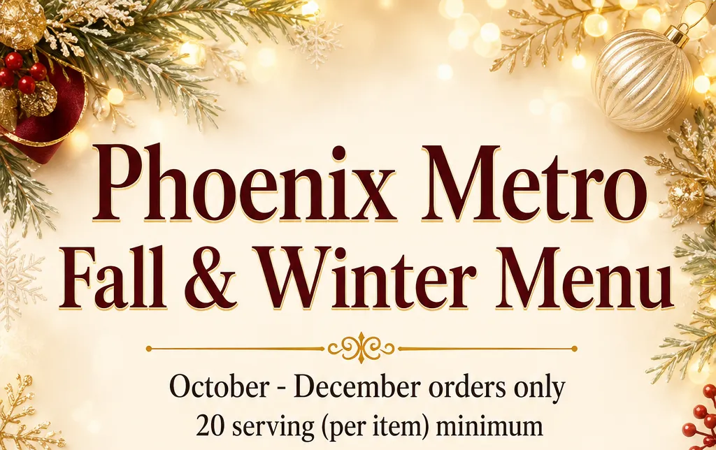Phoenix Metro holiday menu spread with smoked meats, holiday sides and desserts