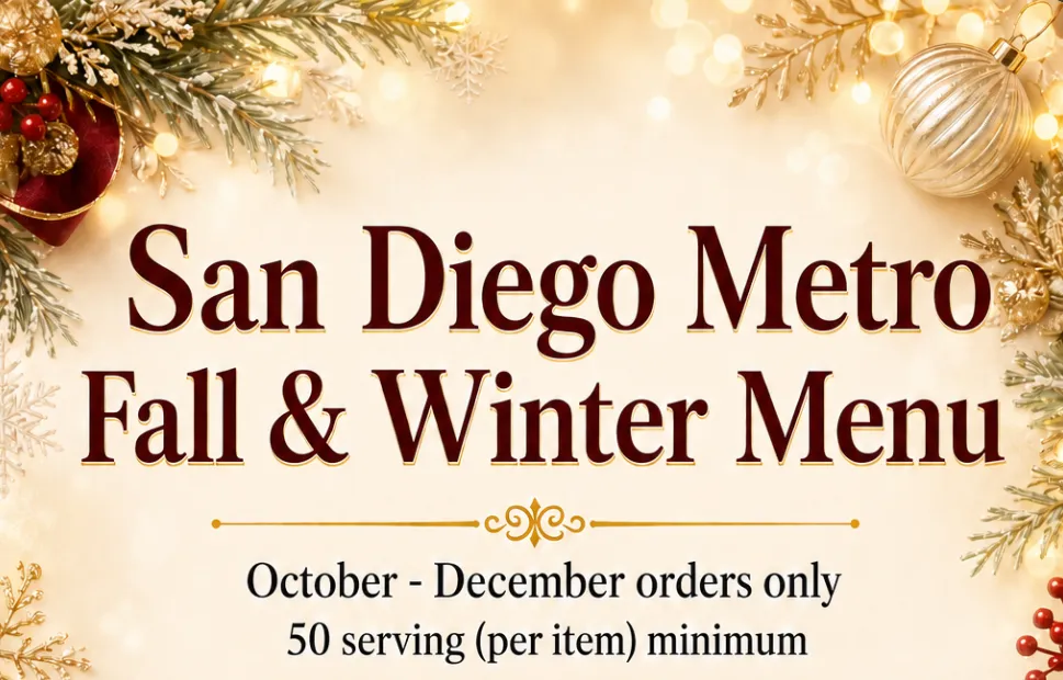 San Diego holiday menu spread with smoked meats, holiday sides and desserts
