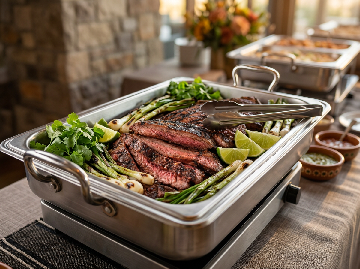 Fire-grilled carne asada sliced over mesquite coals