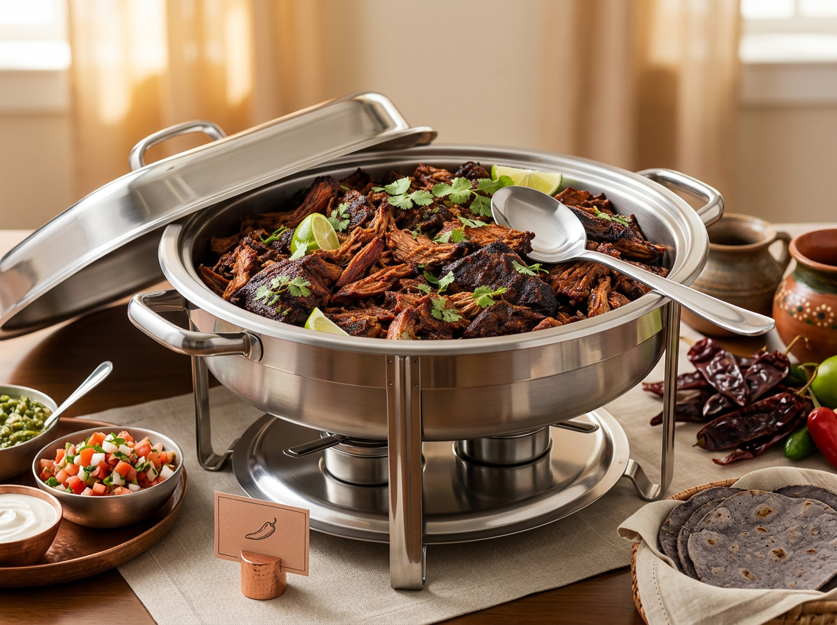 Smoked guajillo chile-lime pulled pork with fresh lime