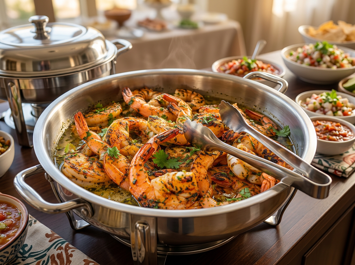 Chile-lime grilled shrimp in garlic butter