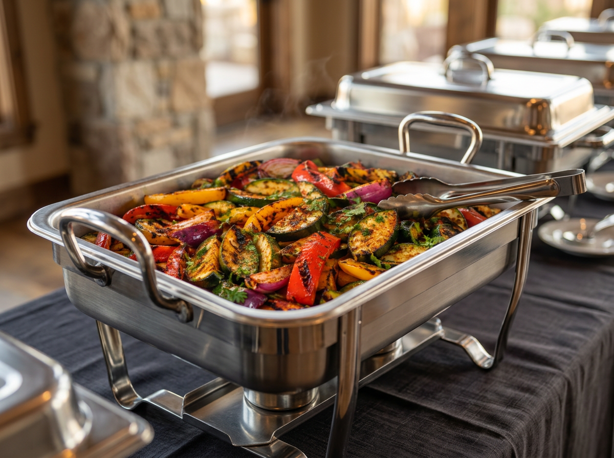 Fire-roasted zucchini, peppers and onions with chile-lime
