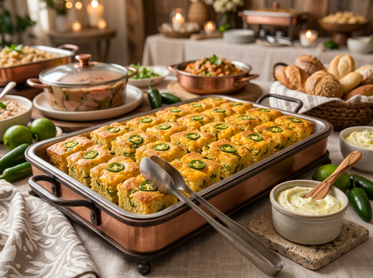 Jalapeño-cheddar cornbread with honey-lime butter