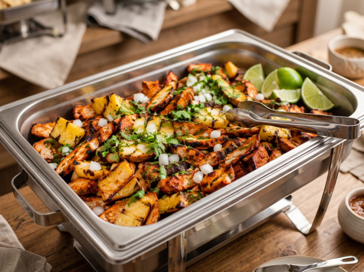 Grilled achiote pollo al pastor with charred pineapple